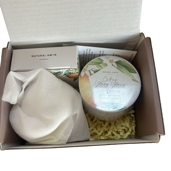Natural Amor Los Angeles Relaxing Bath Set Citrus Luxurious Shea Butter Vegan - Picture 2 of 6